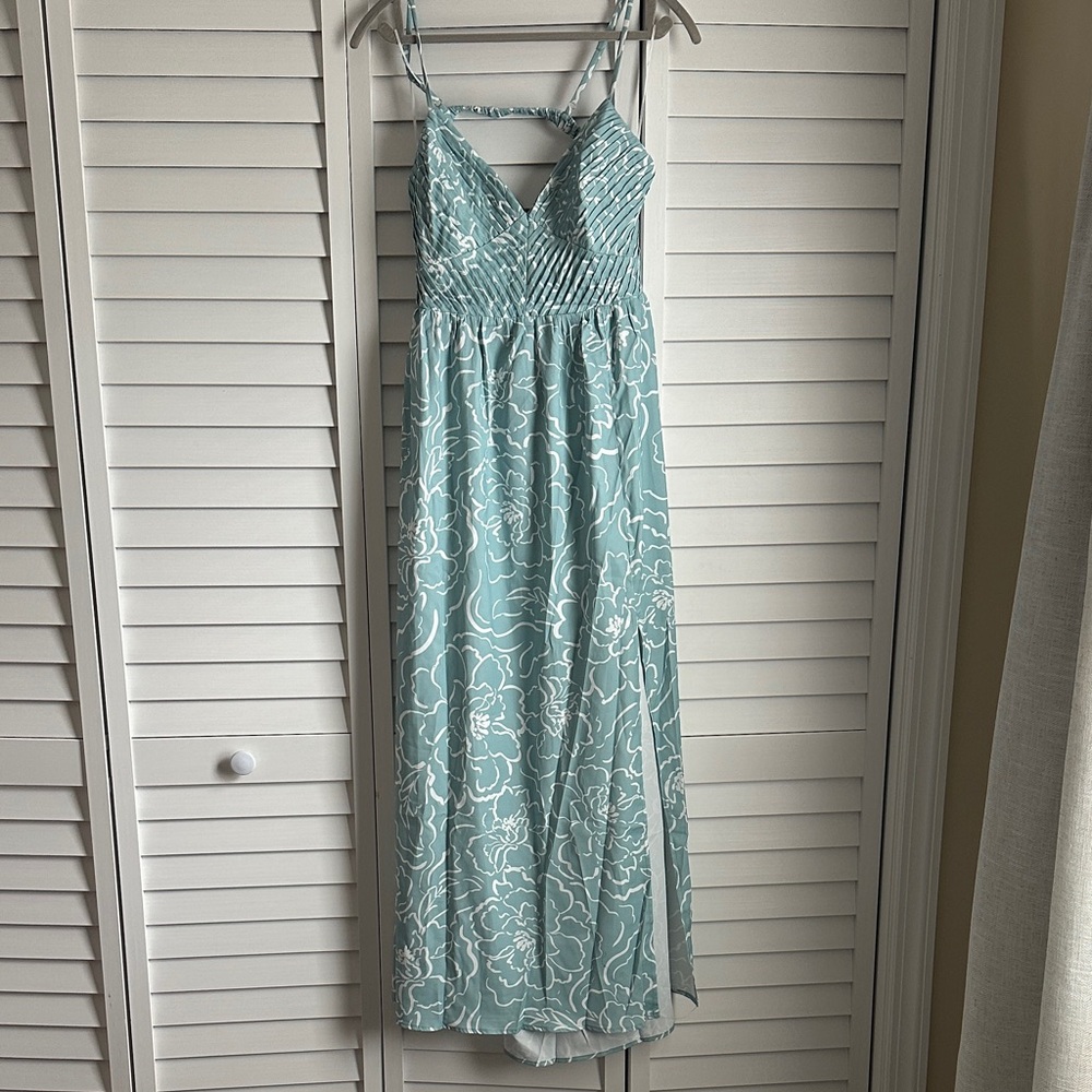Hello Molly Aqua Floral Maxi Dress